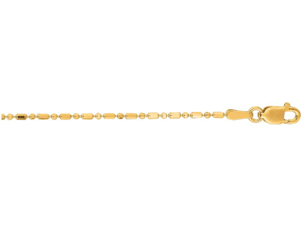Finejewelers 14 Kt Yellow Gold 18 Inch 1.2mm Bright Cut Bead Chain With Lobster Clasp