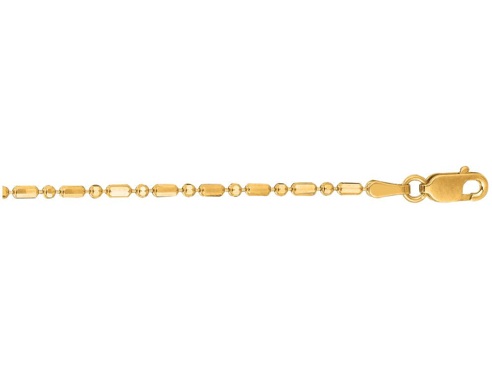 Finejewelers 14 Kt Yellow Gold 18 Inch 1.5mm Bright Cut Bead Chain With Lobster Clasp
