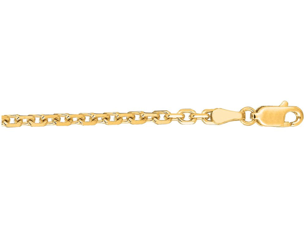 Finejewelers 14 Kt Yellow Gold 20 Inch 3.1mm Bright Cut Cable Link Chain With Lobster Clasp