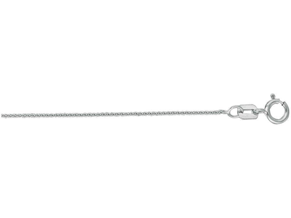 Finejewelers 14 Kt White Gold 18 Inch 0.6mm Bright Cut Wheat Chain With Spring Ring Clasp