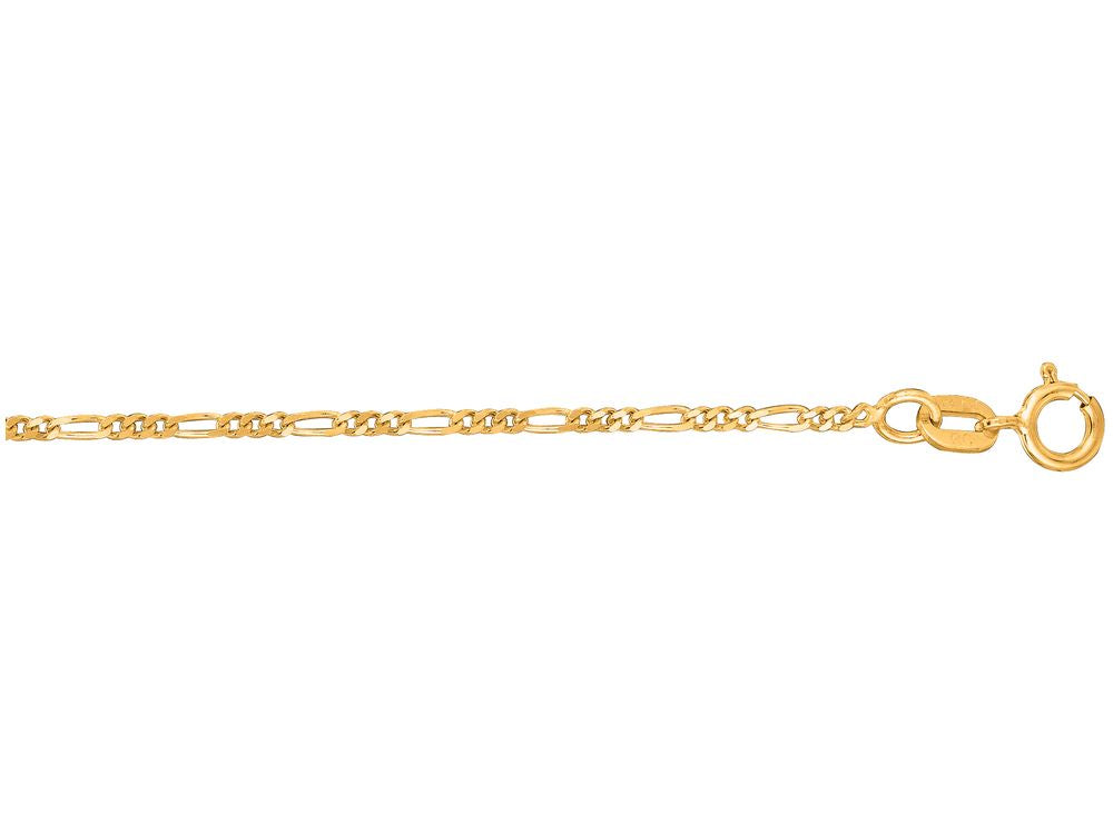 Finejewelers 14 Kt Yellow Gold 16 Inch 1.3mm Alternate 3+1 Classic Figaro Chain Spring Ring Clasp
