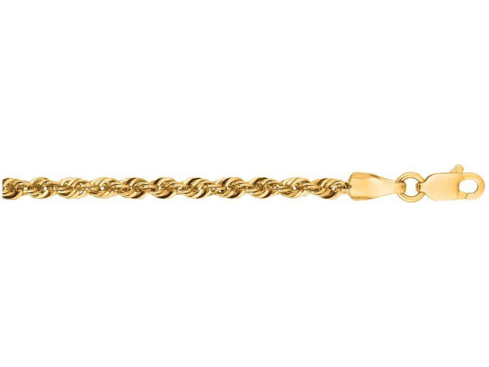 Finejewelers 14 Kt Yellow Gold 18 Inch 2.5mm Bright Cut Lite Semi-solid Rope Chain With Lobster Clasp