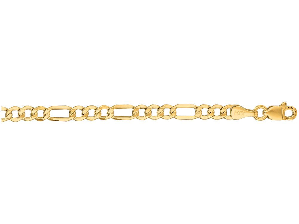 Finejewelers 14 Kt Yellow Gold 20 Inch 3.5mm Bright Cut Alternate 3+1 Figaro Lite Chain Lobster Clasp