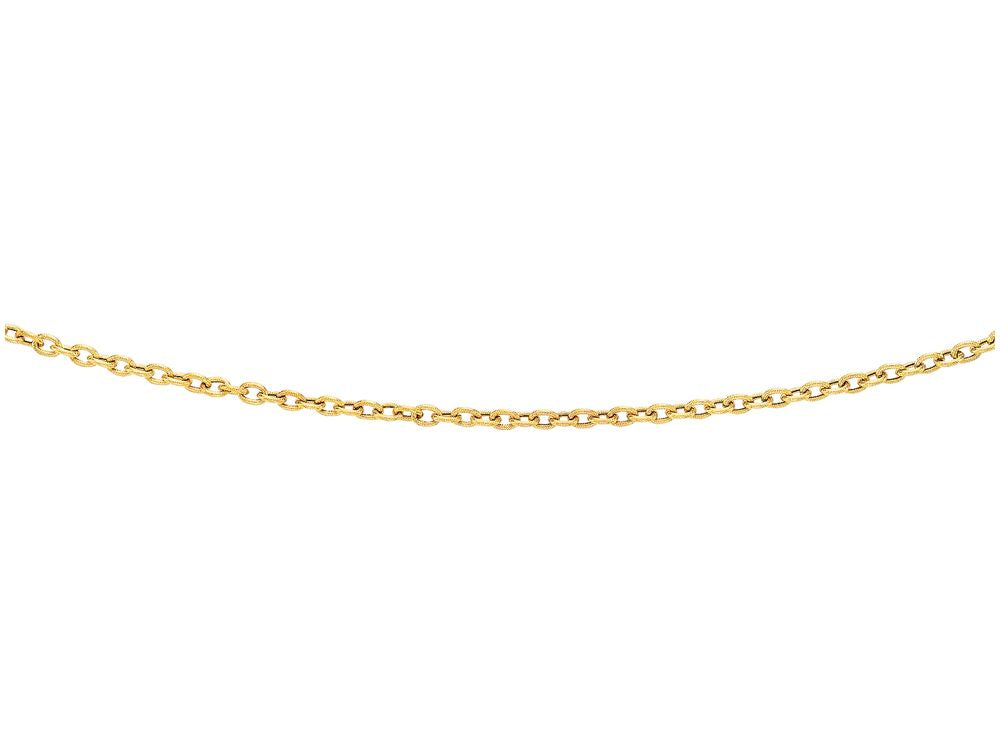 Finejewelers 14 Kt Yellow Gold 18 Inch 3.5mm Bright Cut Oval Texturedd Link Chain With Lobster Clasp