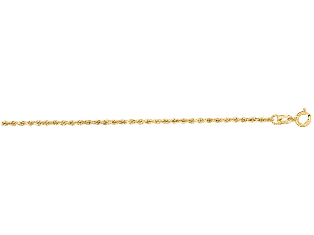 Finejewelers 14 Kt Yellow Gold 18 Inch 1.25mm Shiny Solid Bright Cut Royal Rope Chain With Lobster Clasp