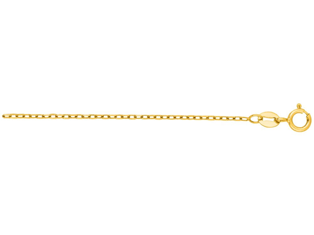 Finejewelers 14 Kt Yellow Gold 18 Inch 1.3mm Bright Cut Faceted Cable Link Chain With Spring Ring Clasp