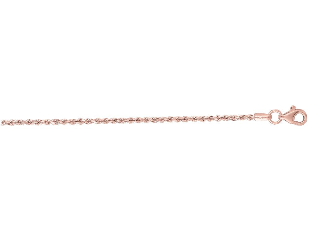 Finejewelers 14 Kt Rose Gold 14k 18 Inch 1.5mm Shiny Solid Bright Cut Royal Rope Chain With Lobster Clasp