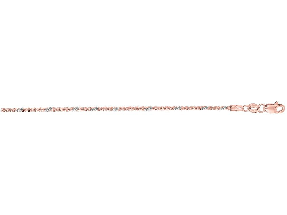 Finejewelers 14 Kt White Gold 18 Inch Rose Gold With 1.5mm Bright Cut Sparkle Chain With Lobster Clasp