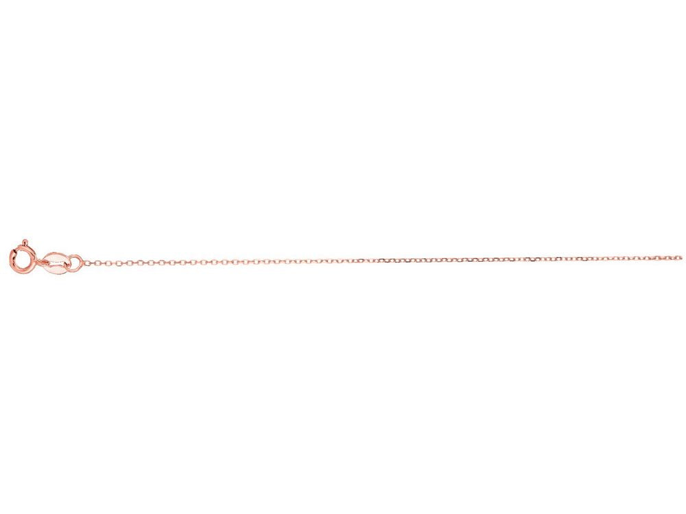 Finejewelers 14 Kt Rose Gold 18 Inch 0.9mm Bright Cut Spring Ring Classic Cable Chain Spring Ring Clasp
