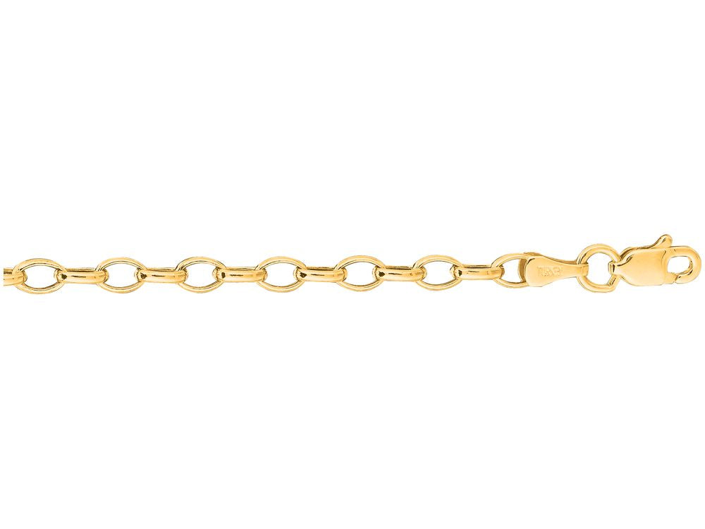 Finejewelers 14 Kt Yellow Gold 18 Inch 3.2mm Bright Cut Oval Rolo Chain With Lobster Clasp