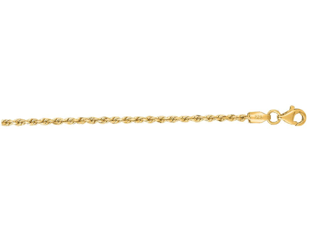 Finejewelers 14 Kt Yellow Gold 16 Inch 2.0mm Shiny Solid Bright Cut Royal Rope Chain With Lobster Clasp