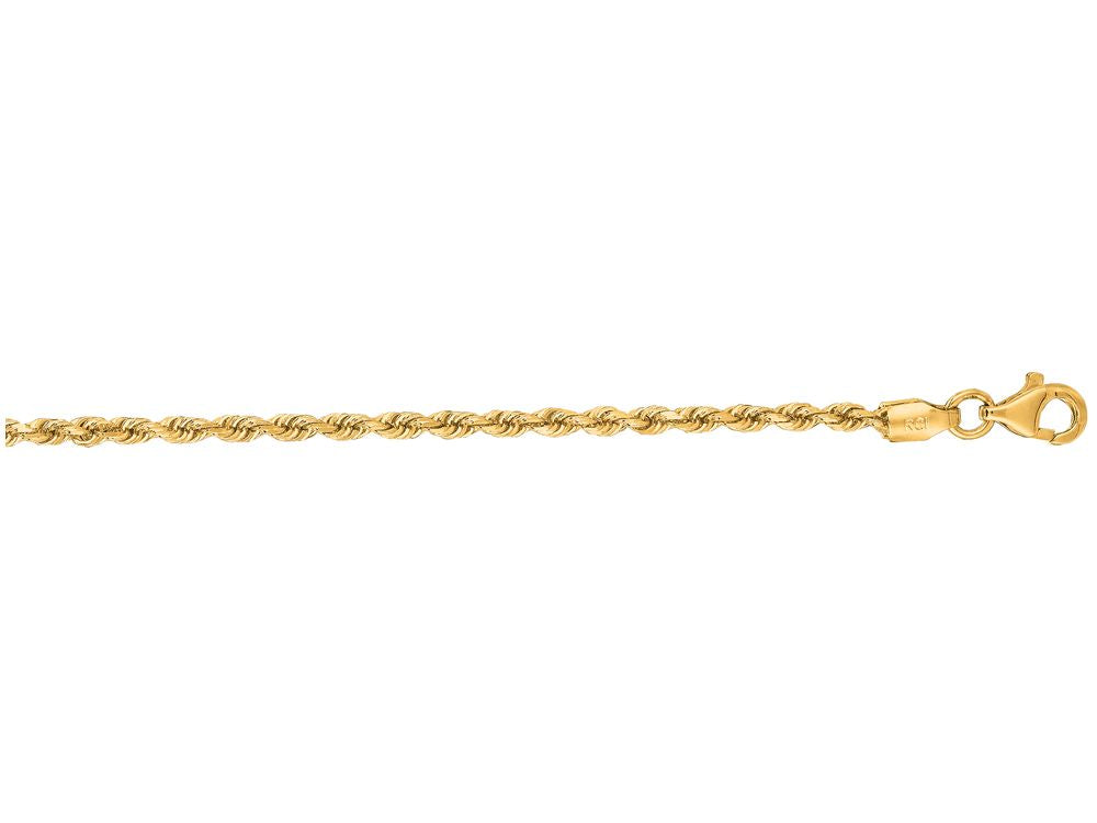 Finejewelers 14 Kt Yellow Gold 18 Inch 2.5mm Shiny Solid Bright Cut Royal Rope Chain With Lobster Clasp