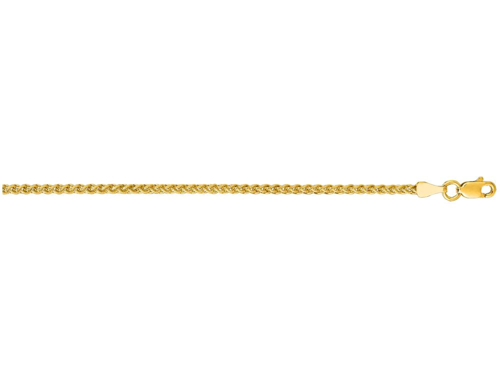 Finejewelers 14 Kt Yellow Gold 16 Inch 2.1mm Shiny Round Wheat Chain With Lobster Clasp