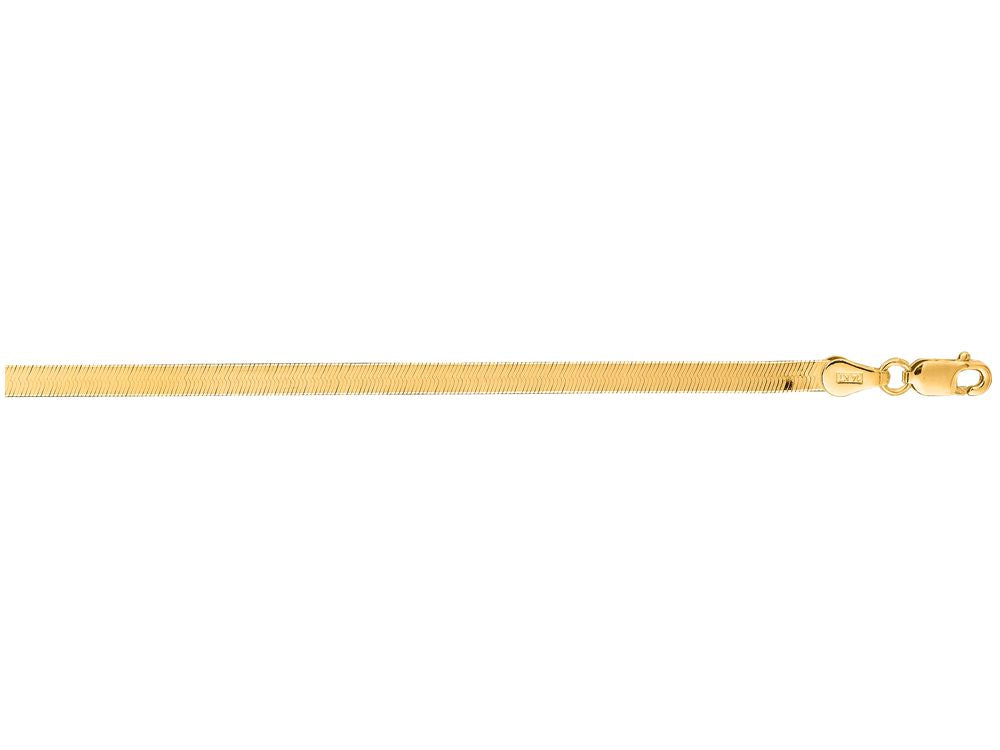 Finejewelers 14 Kt Yellow Gold 16 Inch 3.0mm Bright Cut Imperial Herringbone Chain With Lobster Clasp