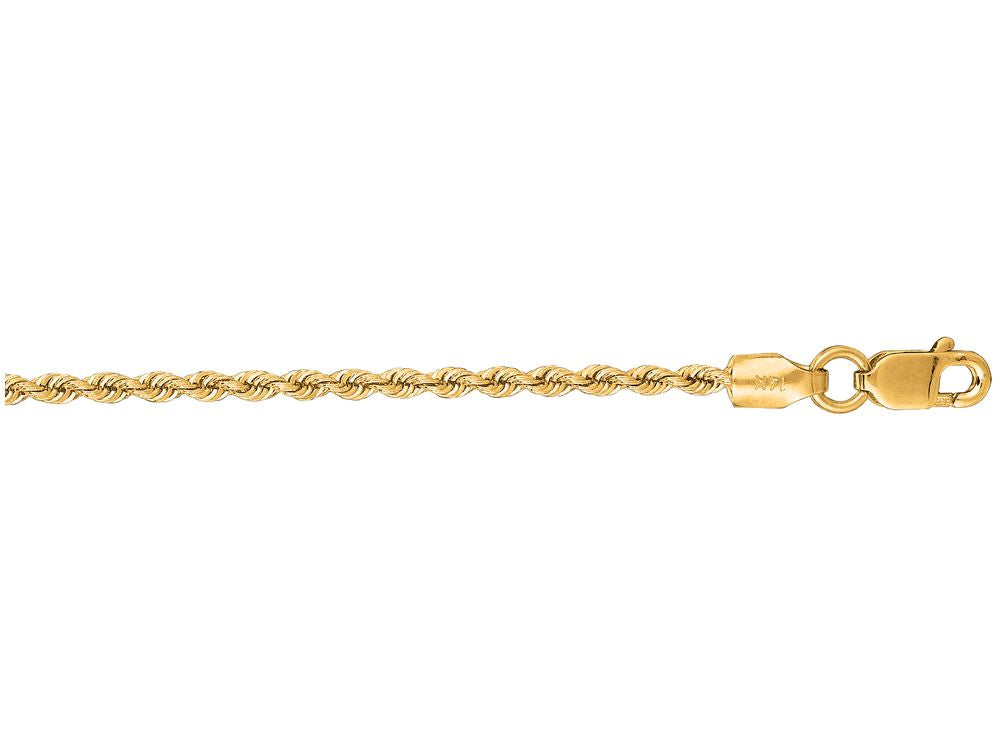 Finejewelers 14 Kt Yellow Gold 18 Inch 1.5mm Bright Cut Solid Rope Chain With Lobster Clasp
