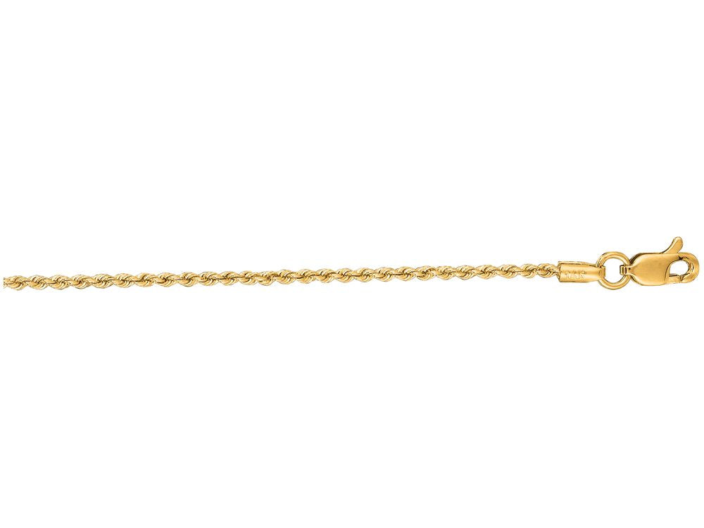 Finejewelers 14 Kt Yellow Gold 18 Inch 1.25mm Bright Cut Solid Rope Chain With Lobster Clasp