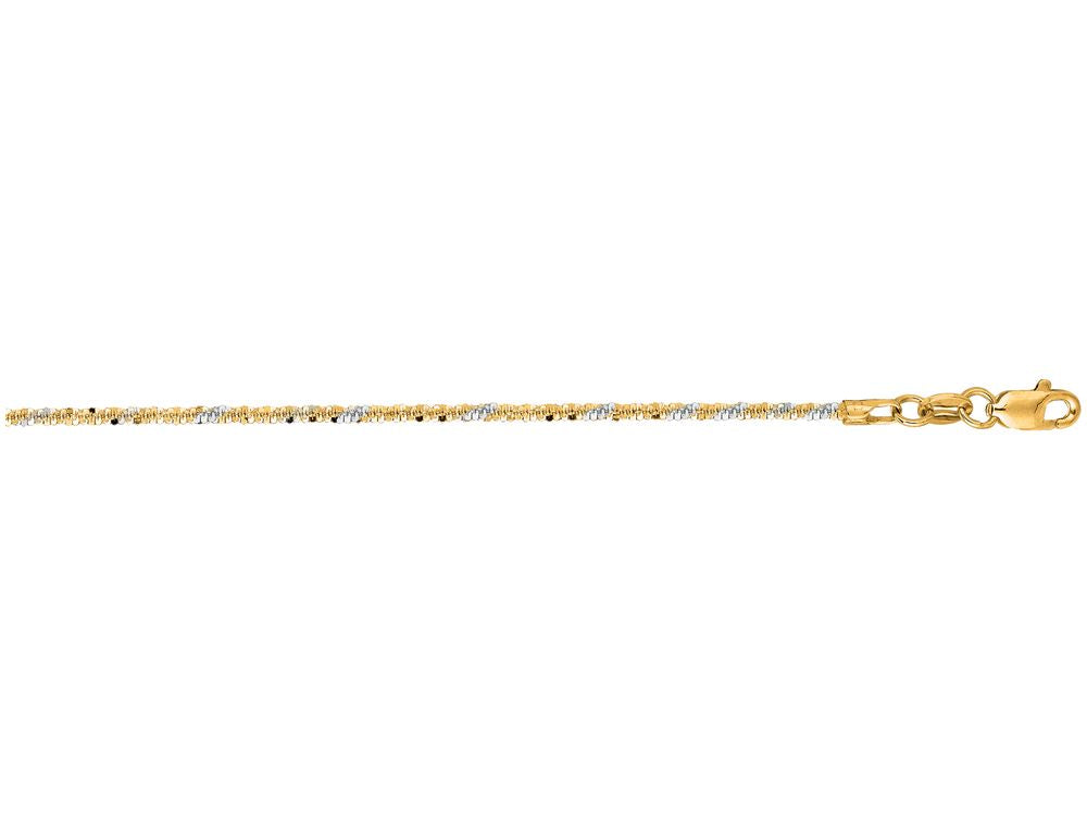 Finejewelers 14 Kt Two Tone Gold 18 Inch 1.5mm Bright Cut Sparkle Chain With Lobster Clasp