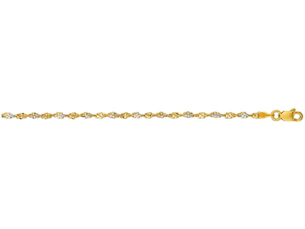 Finejewelers 14 Kt White Gold 18 Inch 2.0mm Bright Cut Singapore Chain With Lobster Clasp