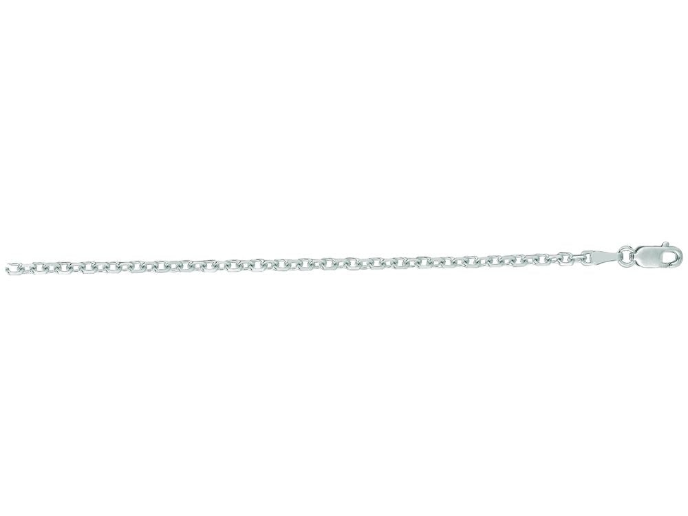 Finejewelers 14 Kt White Gold 18 Inch 2.3mm Bright Cut Cable Link Chain With Lobster Clasp