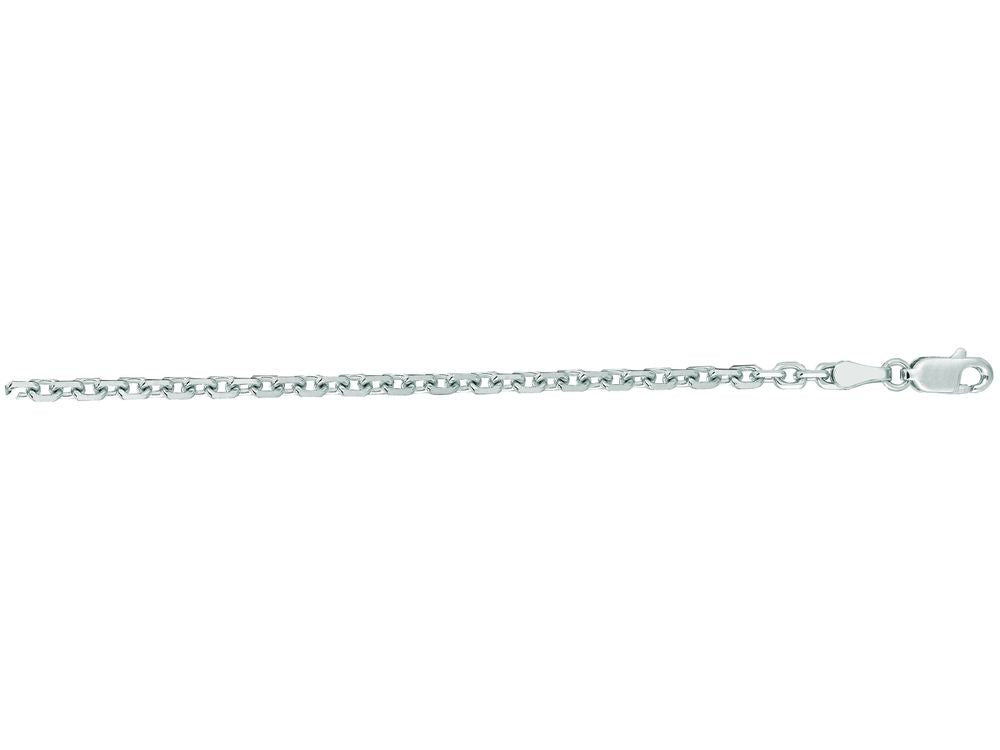 Finejewelers 14 Kt White Gold 20 Inch 3.1mm Bright Cut Cable Link Chain With Lobster Clasp
