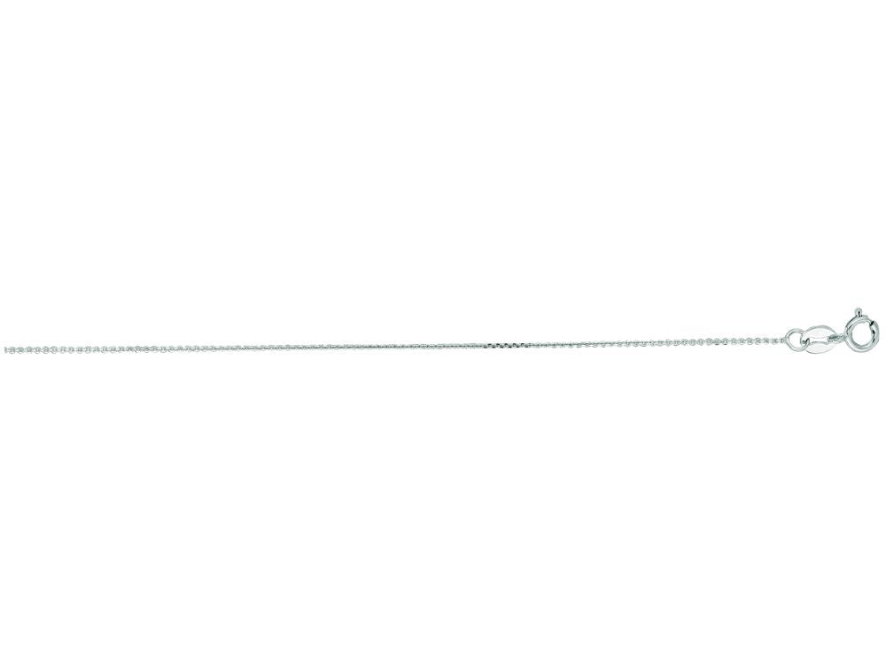 Finejewelers 14 Kt White Gold 18 Inch 0.5mm Bright Cut Cable Link Chain With Spring Ring Clasp