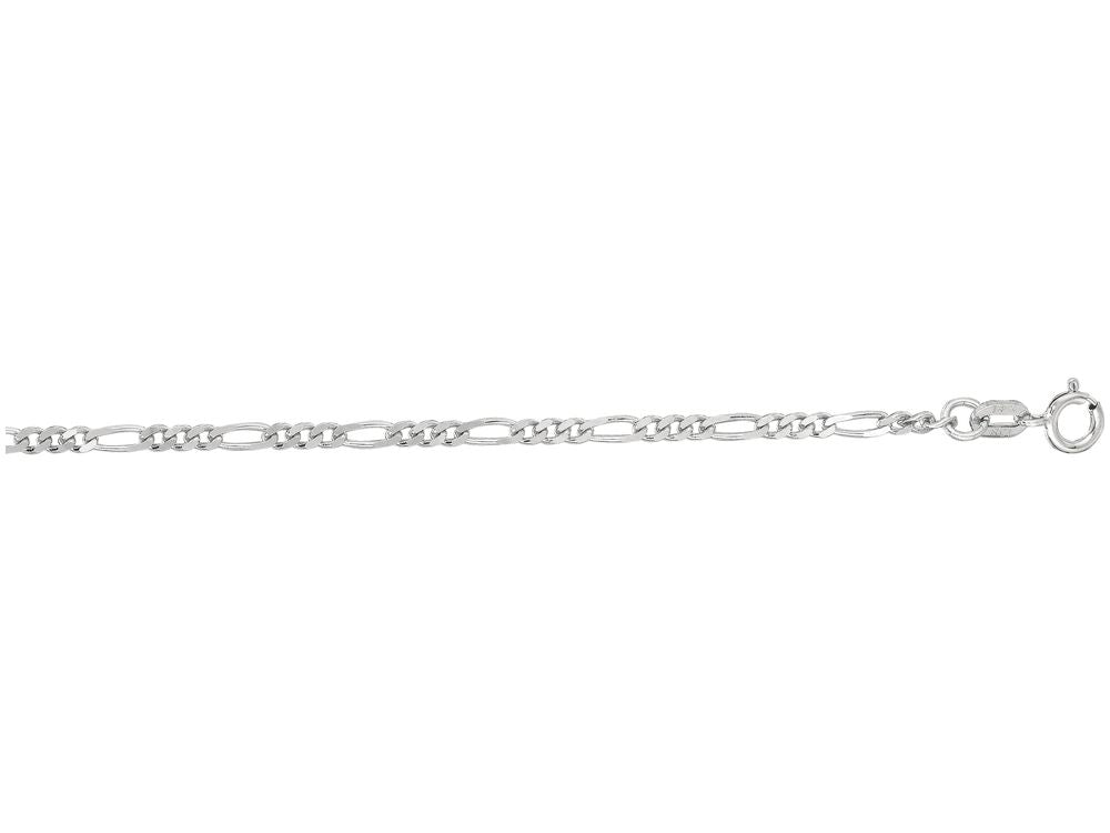 Finejewelers 14 Kt White Gold 18 Inch 1.9mm Alternate 3+1 Classic Figaro Chain Spring Ring Clasp