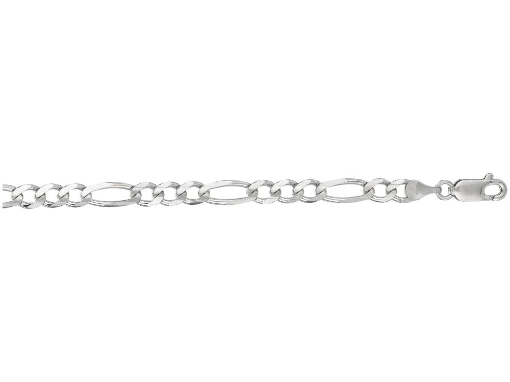 Finejewelers 14 Kt White Gold 22 Inch 4.6mm Bright Cut Alternate 3+1 Classic Figaro Chain Lobster Clasp