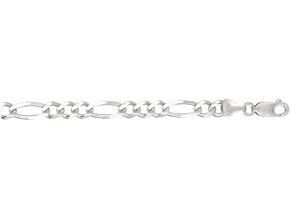 Finejewelers 14 Kt White Gold 20 Inch 6.0mm Bright Cut Alternate 3+1 Classic Figaro Chain Lobster Clasp