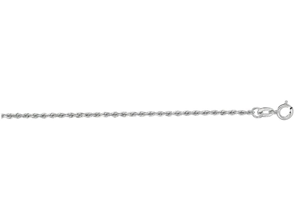 Finejewelers 14 Kt White Gold 18 Inch 1.25mm Shiny Solid Bright Cut Royal Rope Chain With Lobster Clasp