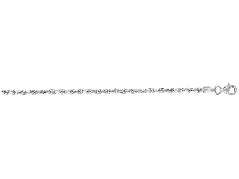 Finejewelers 14 Kt White Gold 16 Inch 2.5mm Shiny Solid Bright Cut Royal Rope Chain With Lobster Clasp