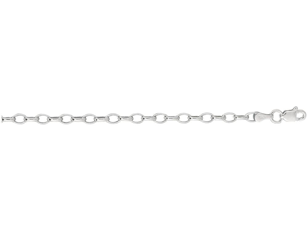 Finejewelers 14 Kt White Gold 18 Inch 3.2mm Bright Cut Oval Rolo Chain With Lobster Clasp