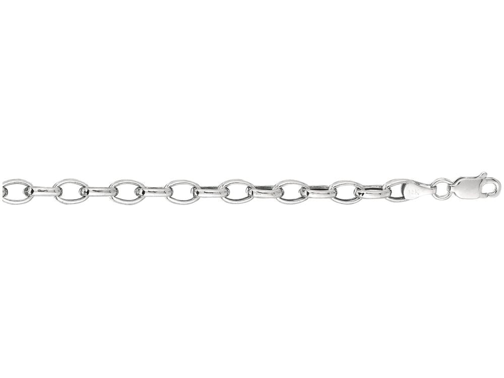 Finejewelers 14 Kt White Gold 18 Inch 4.6mm Bright Cut Oval Rolo Chain With Lobster Clasp