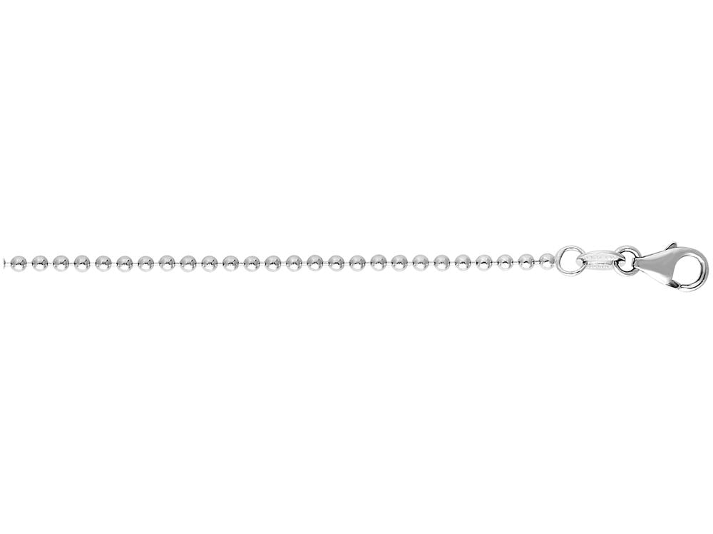 Finejewelers 14 Kt White Gold 18 Inch 1.5mm Non-bright Cut Shiny Bead Chain With Lobster Clasp