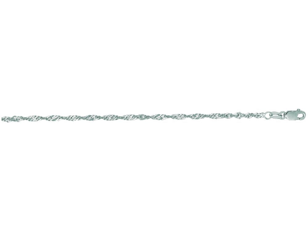 Finejewelers 14 Kt White Gold 16 Inch 2.1mm Bright Cut Singapore Chain With Lobster Clasp