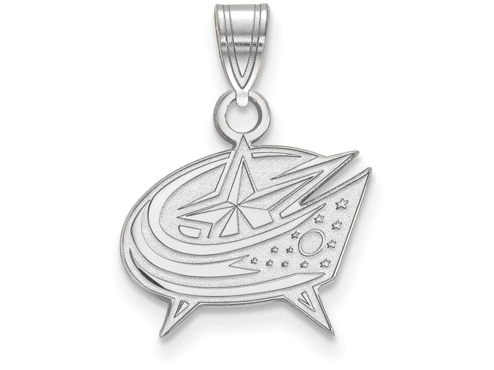 14k White Gold Nhl Logoart Columbus Blue Jackets Small Pendant