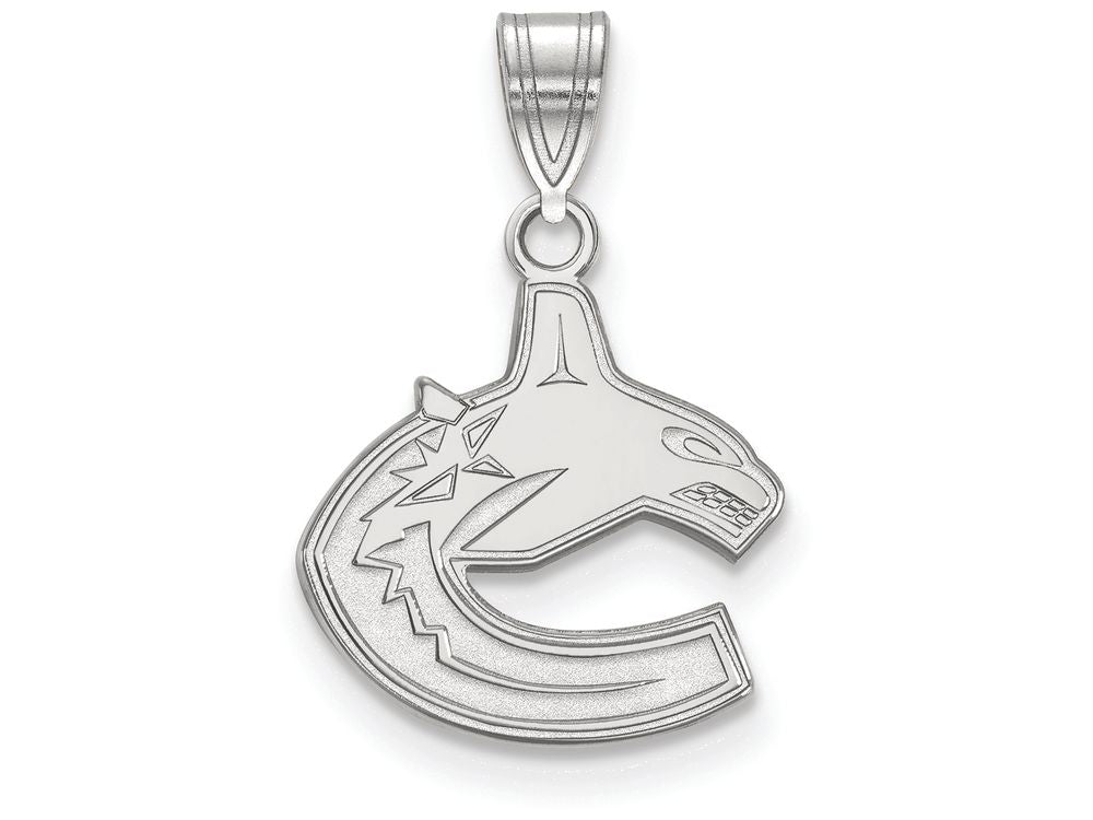 14k White Gold Nhl Logoart Vancouver Canucks Small Pendant
