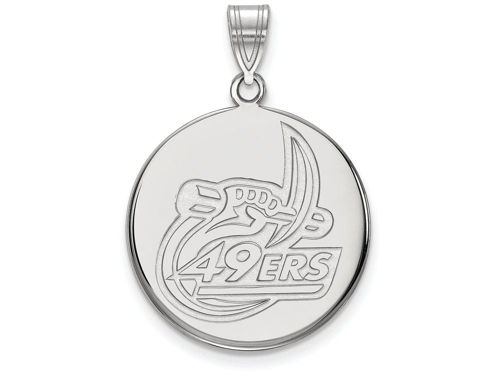 14k White Gold Logoart U Of North Carolina At Charlotte Large Disc Pendant