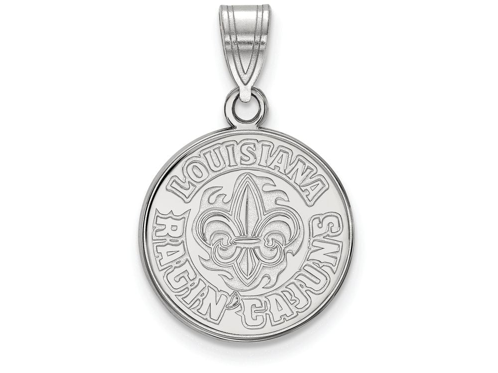 14k White Gold Logoart University Of Louisiana At Lafayette Medium Pendant