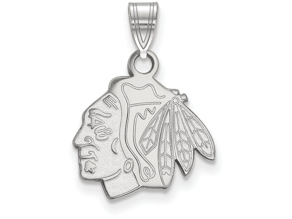14k White Gold Nhl Logoart Chicago Blackhawks Small Pendant