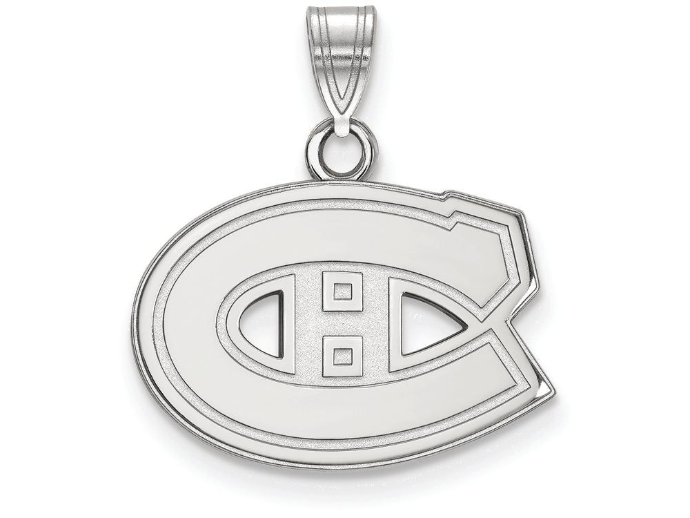 14k White Gold Nhl Logoart Montreal Canadiens Small Pendant