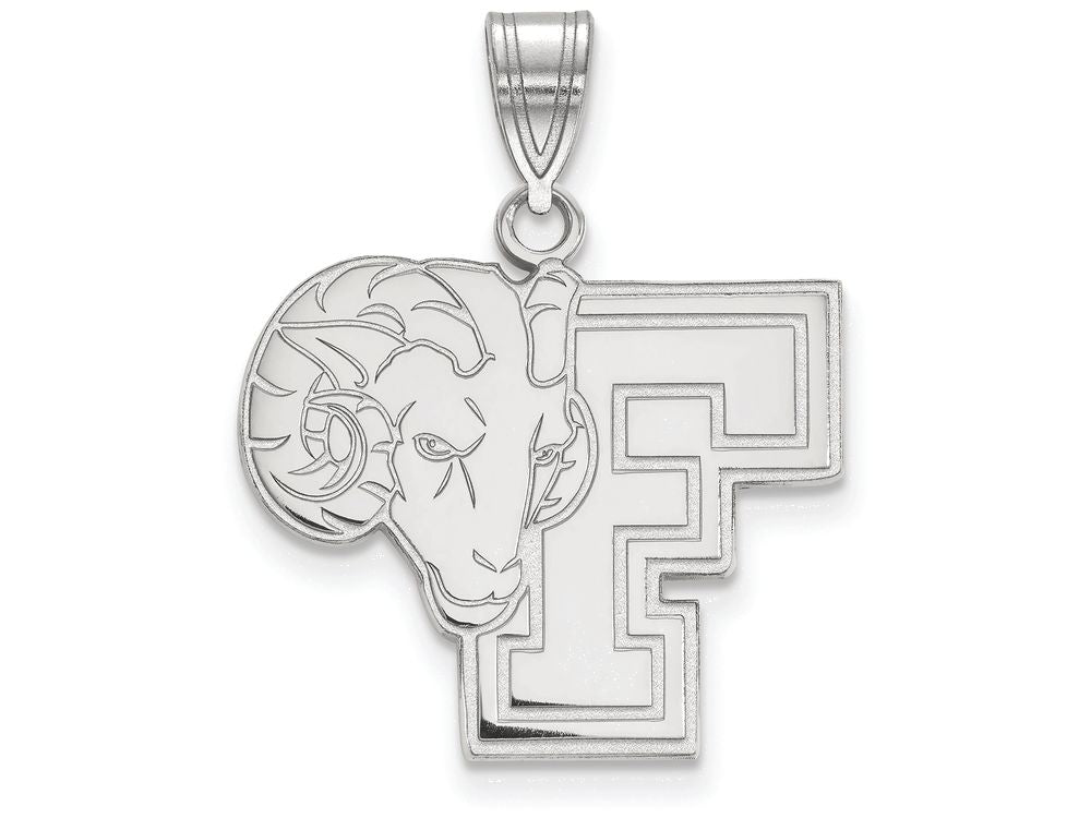 14k White Gold Logoart Fordham University Large Pendant