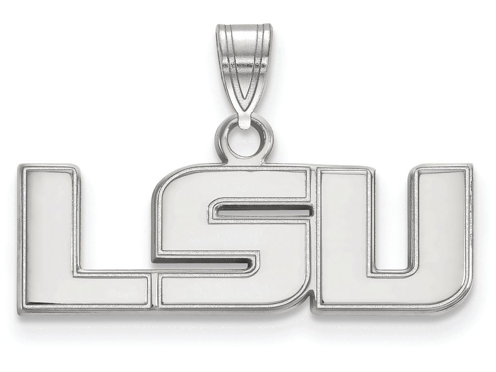 14k White Gold Logoart Louisiana State University Small Pendant