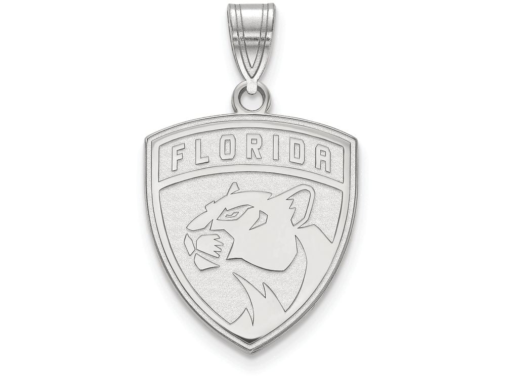 14k White Gold Nhl Logoart Florida Panthers Large Pendant