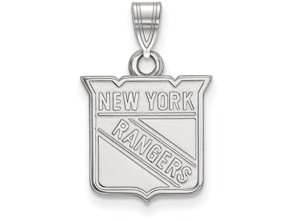 14k White Gold Nhl Logoart New York Rangers Small Pendant