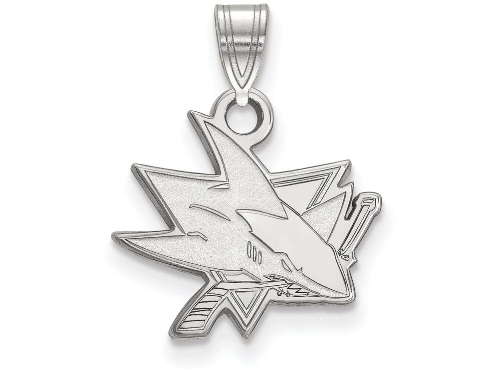14k White Gold Nhl Logoart San Jose Sharks Small Pendant