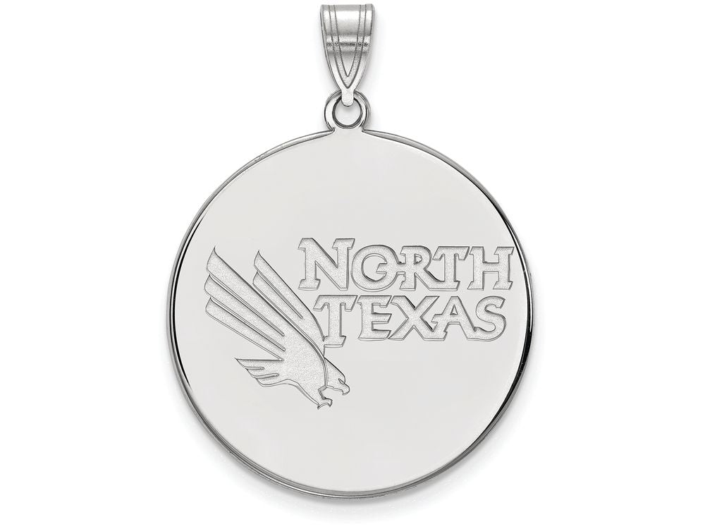14k White Gold Logoart University Of North Texas Extra Large  Disc Pendant