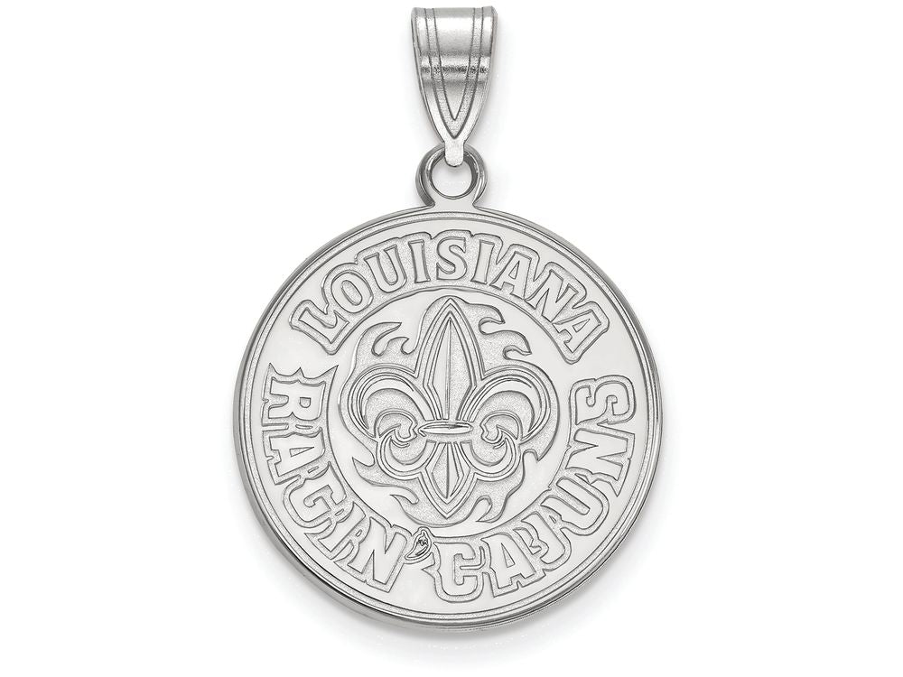 14k White Gold Logoart University Of Louisiana At Lafayette Large Pendant
