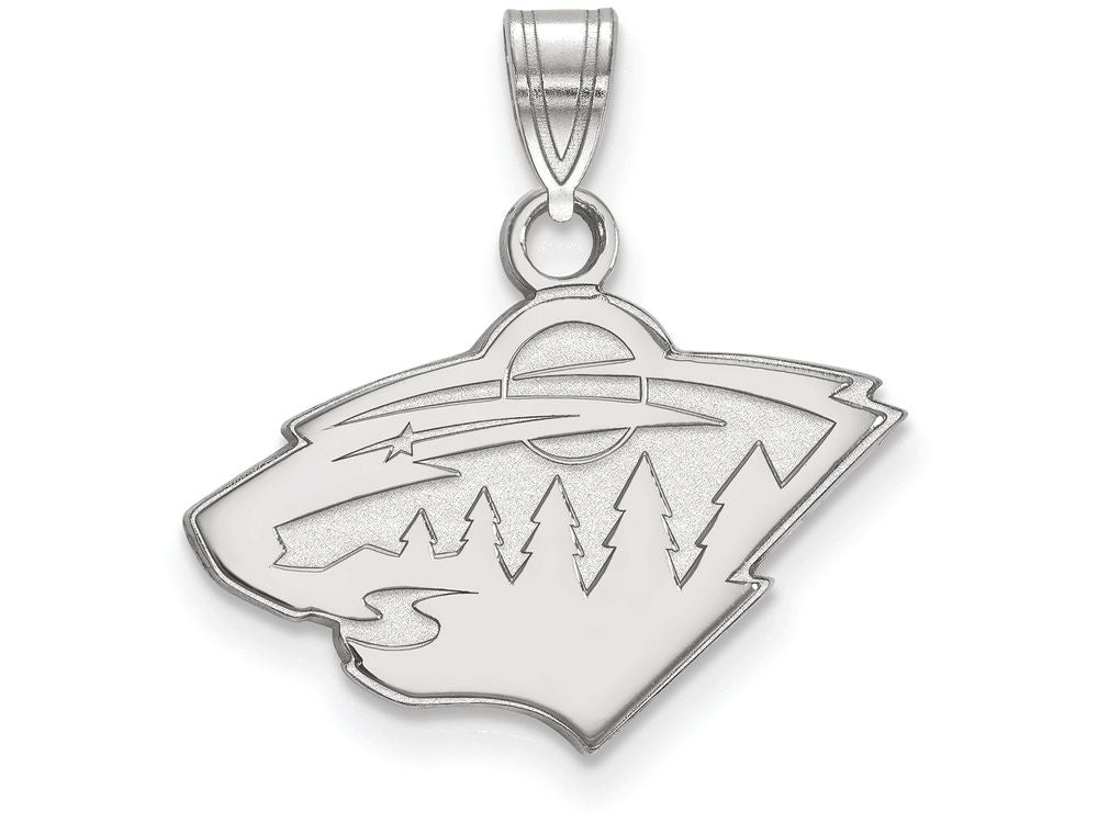 14k White Gold Nhl Logoart Minnesota Wild Small Pendant