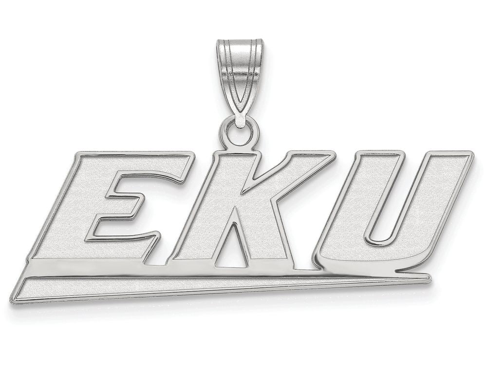 14k White Gold Logoart Eastern Kentucky University Medium Pendant