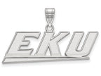 14k White Gold Logoart Eastern Kentucky University Medium Pendant